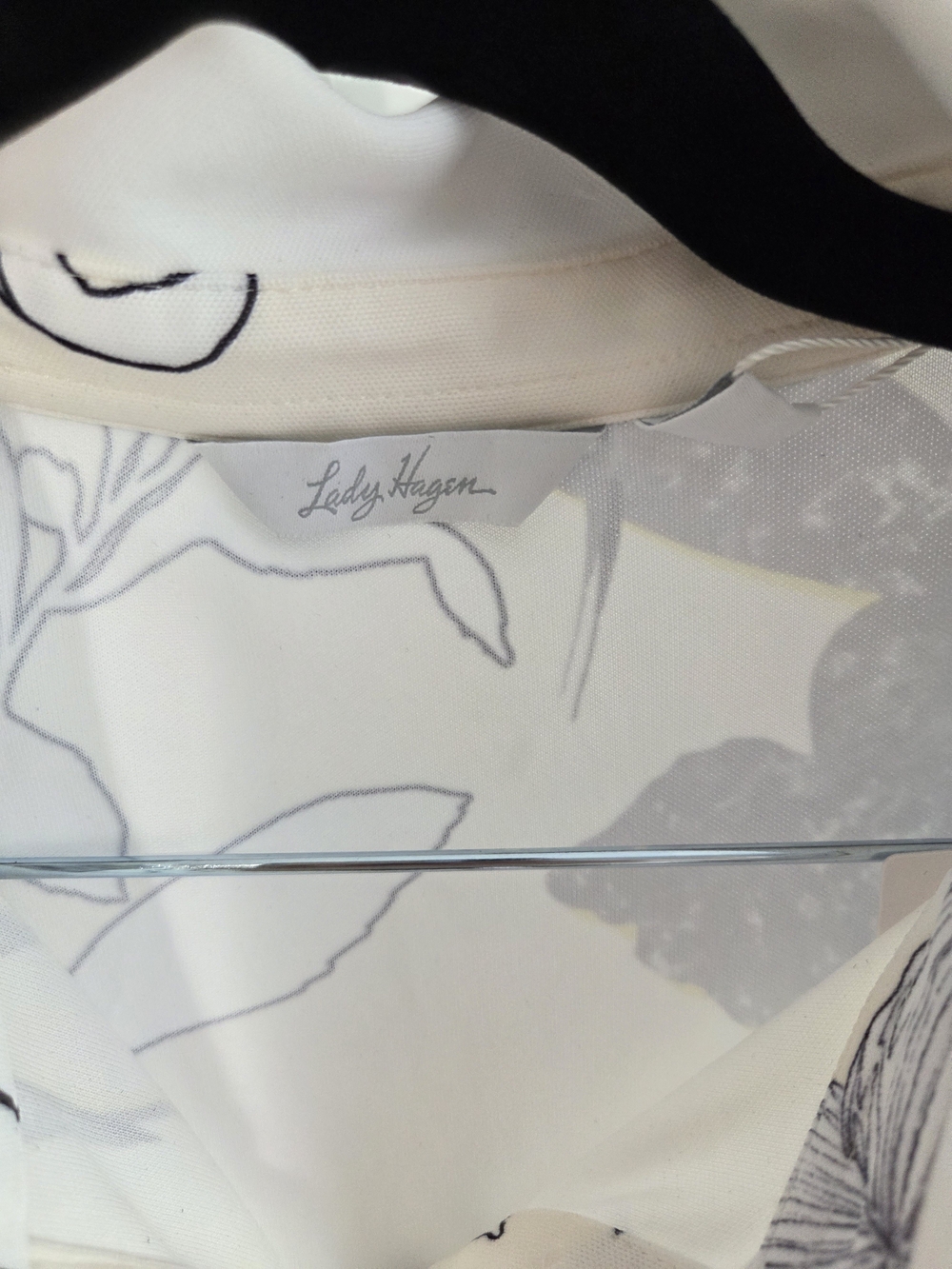Sleeveless Floral Polo Top - Cream & Gray - Picture 3 of 9